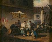 George Chinnery Chinese Street Scene at Macao oil painting reproduction